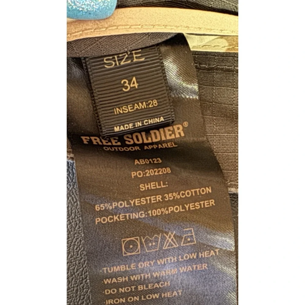 Free Soldier Cargo Pants 34x28 Tactical Ripstop‎ Gray Outdoor Hiking